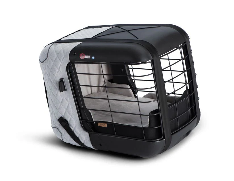 4pets®* Jaula de transporte Caree para perros y gatos, se fija de forma segura al asiento de cualquier pasajero, en color gris frío. - Image 12