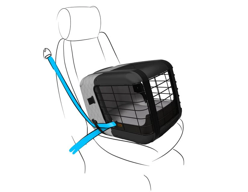 4pets®* Jaula de transporte Caree para perros y gatos, se fija de forma segura al asiento de cualquier pasajero, en color gris frío. - Image 14