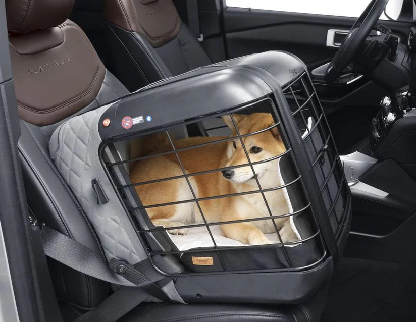 4pets®* Jaula de transporte Caree para perros y gatos, se fija de forma segura al asiento de cualquier pasajero, en color gris frío. - Image 16