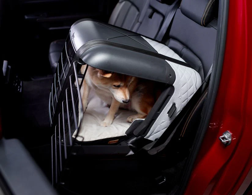 4pets®* Jaula de transporte Caree para perros y gatos, se fija de forma segura al asiento de cualquier pasajero, en color gris frío. - Image 20