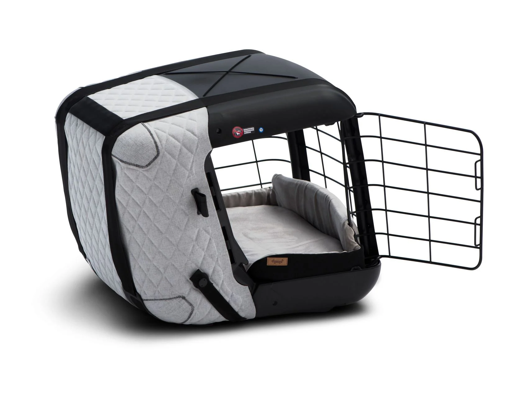 4pets®* Jaula de transporte Caree para perros y gatos, se fija de forma segura al asiento de cualquier pasajero, en color gris frío. - Image 8
