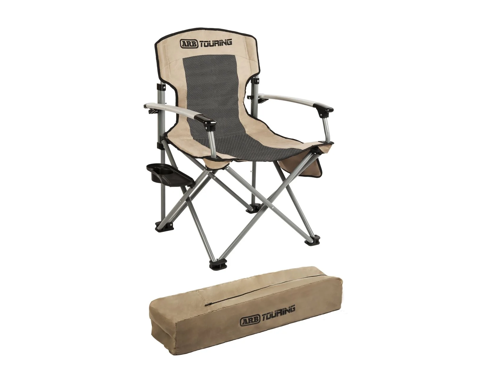 ARB* Silla de camping con bolsa con correa de hombro negra y beige. - Image 5