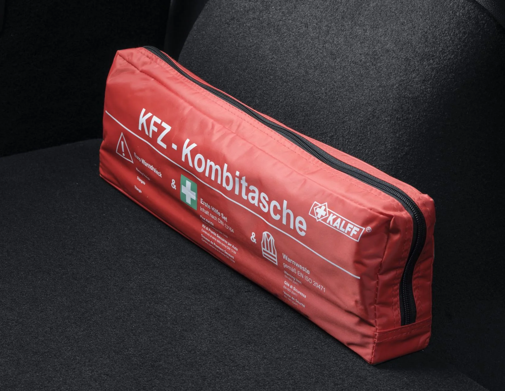 Original Ford Kalff Pack de seguridad Trio Kit de primeros auxilios Triángulo de advertencia Chaleco 2646612