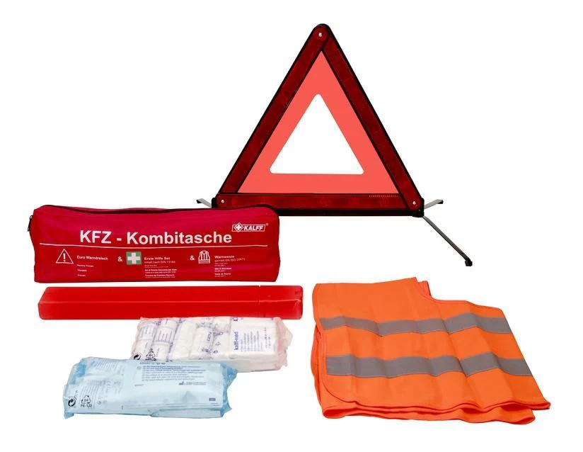 Original Ford Kalff Pack de seguridad Trio Kit de primeros auxilios Triángulo de advertencia Chaleco 2646612 - Image 2