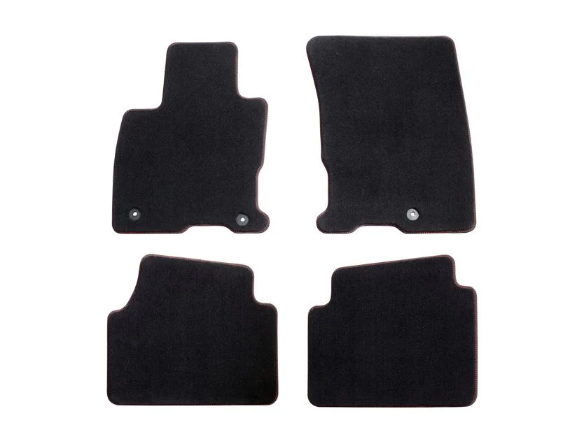 Kuga Alfombrillas de terciopelo premium delanteras y traseras, negras con doble costura en rojo. - Image 10