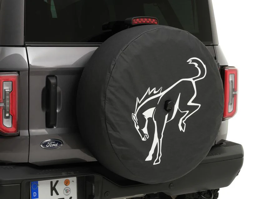 Original Ford Bronco Funda para rueda de repuesto Negra con el logo blanco de Bronco Pony - Image 10