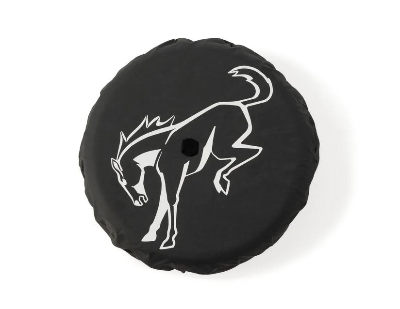 Original Ford Bronco Funda para rueda de repuesto Negra con el logo blanco de Bronco Pony - Image 12