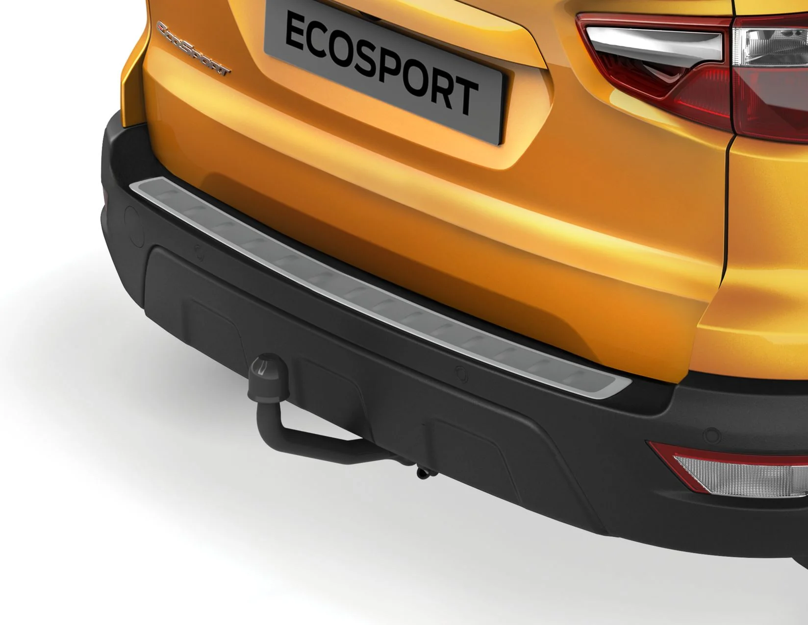 Original Ford EcoSport Lámina protectora de paragolpes trasero placa delineada de acero inoxidable.