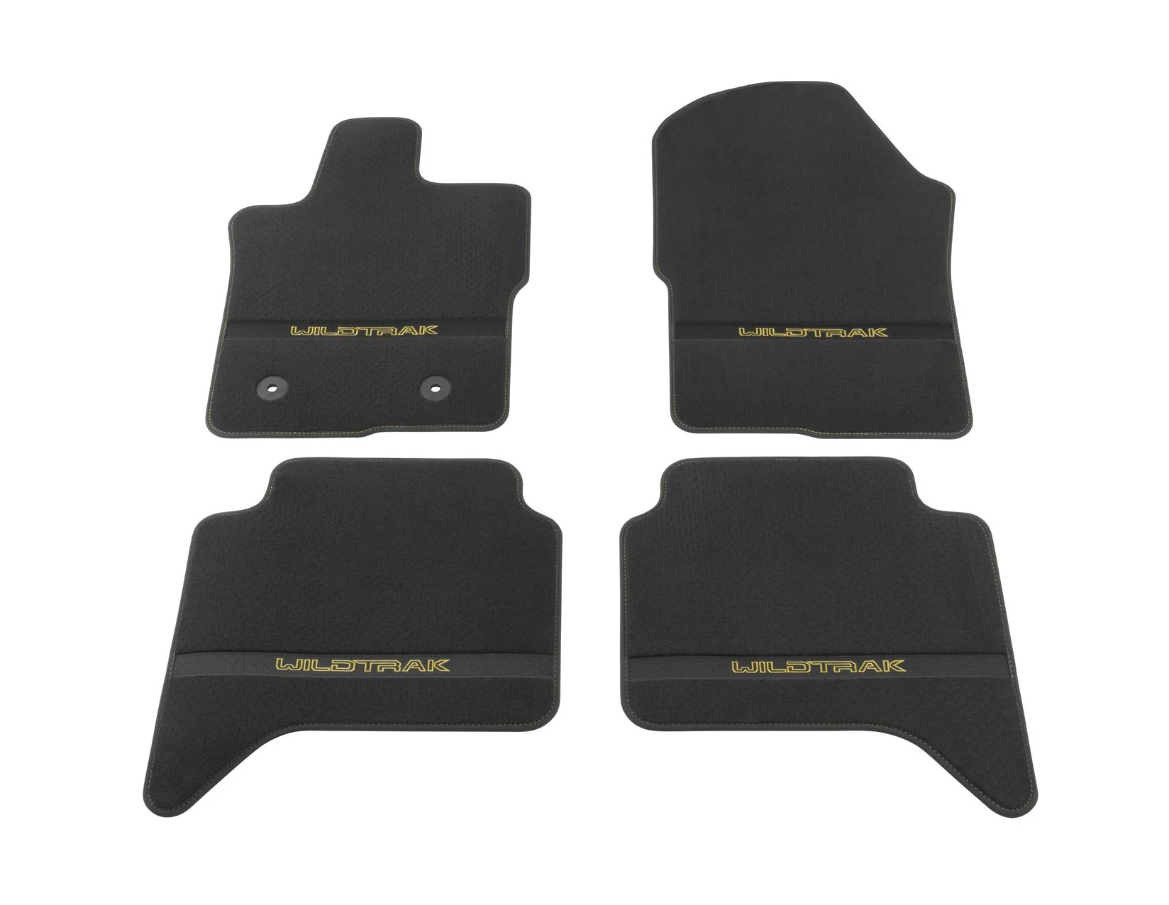 Kit de alfombrillas de moqueta delanteras y traseras Ranger Wildtrak automática 2022+ negro con logo amarillo - Image 4