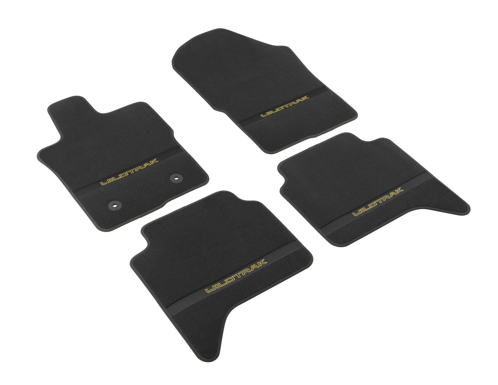 Kit de alfombrillas de moqueta delanteras y traseras Ranger Wildtrak automática 2022+ negro con logo amarillo - Image 5